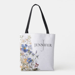 Lantliga ängsvildblommor Monogram Tygkasse