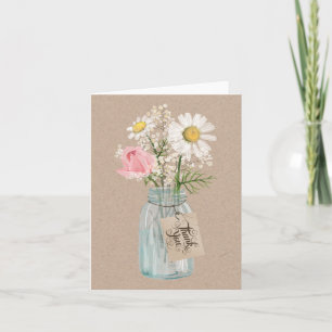 Lantliga blommor för landburlap- och Masonburk Tack Kort