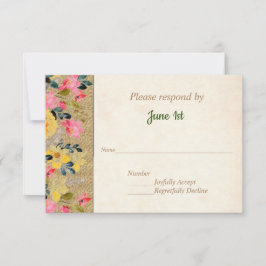 Lantliga blommor på jutesäck bröllopsinbjudan RSVP Inbjudningar