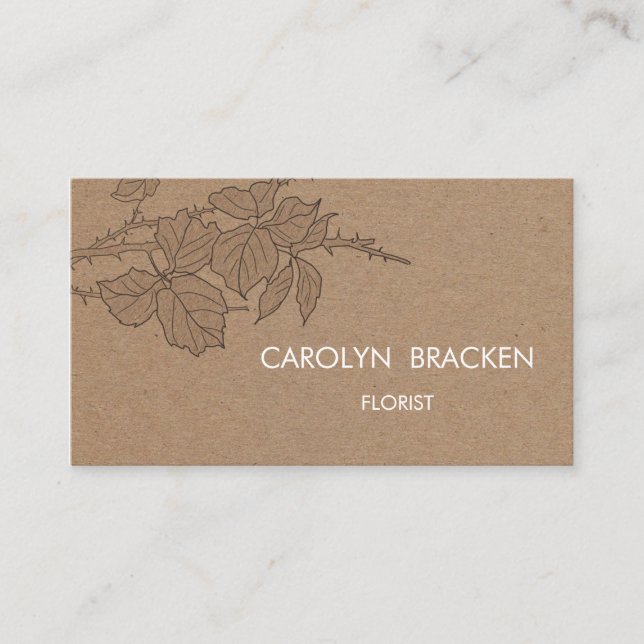 Lantliga bruna Kraft papperslöv Visitkort (Framsida)