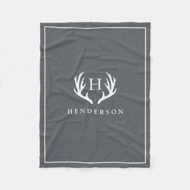 Lantliga grå färg för hjorthorn på fleecefilt (Framsidan)