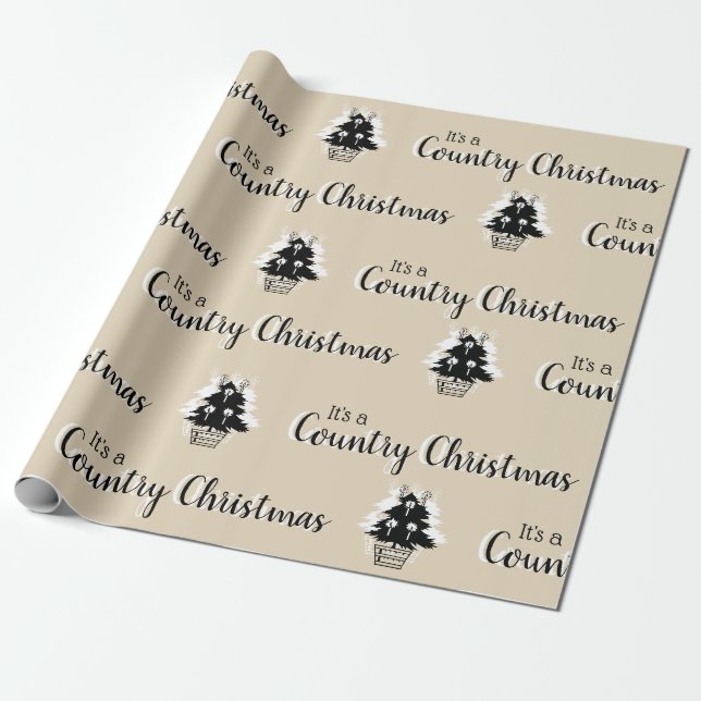 Lantliga julgranar Beige Rustika Presentpapper (Utrullad)
