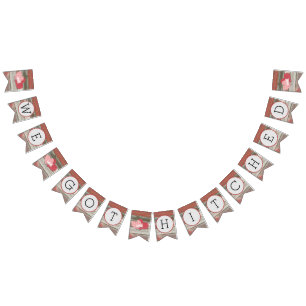 Lantliga ladugårdhjärtor Hitched vi har bröllop Vimplar