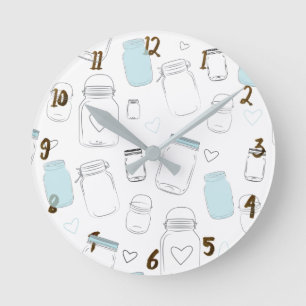 Lantliga landMasonburkar Rund Klocka