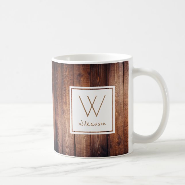 Lantliga mörka Wood plankor - personlig Kaffemugg (Höger)