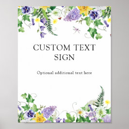 Lantliga Narcisser och Vilda Blommor Anpassad Text Poster