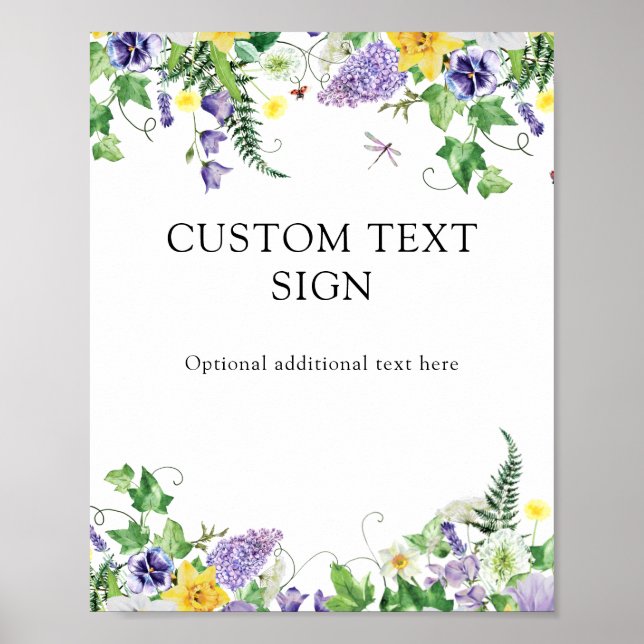 Lantliga Narcisser och Vilda Blommor Anpassad Text Poster (Framsidan)