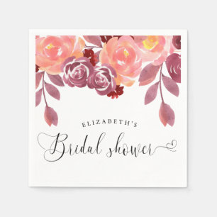 lantliga peonior elegant skrivstil bröllopsdusch pappersservett