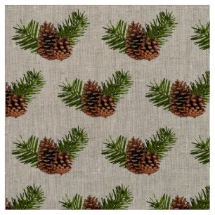 Lantliga Pinecones och grenar Tyg