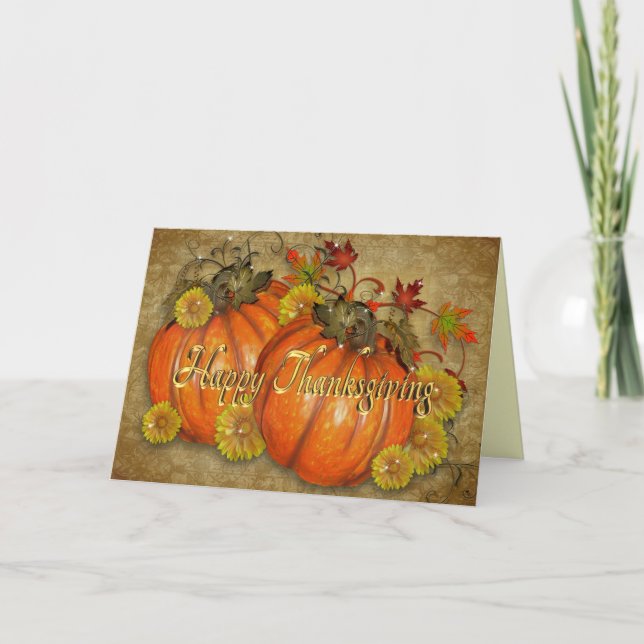 Lantliga pumpor för happy thanksgivingkort helgkort (Framsida)