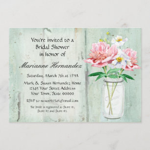 Lantliga rosor för bukett för vallmo för pion för inbjudningar