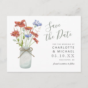 lantliga vildblommor bollburk save the date postko vykort