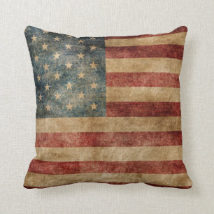 lantligt americana, USA flagga, grunge, vintage, Kudde