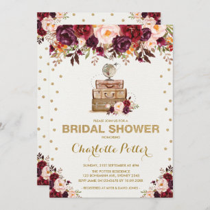 Lantligt blom- möhippaparty för vintage resor inbjudningar