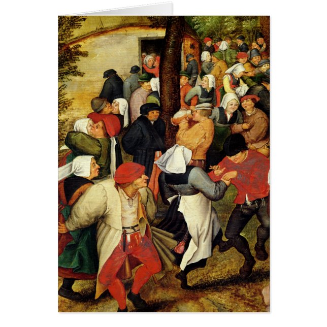 Lantligt bröllop, specificerar av folk dansa hälsningskort (Framsidan)