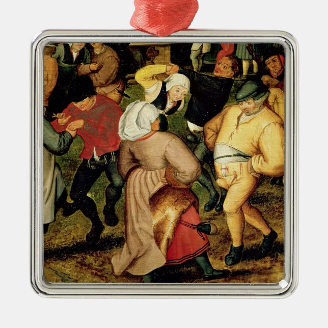 Lantligt bröllop, specificerar av folk dansa julgransprydnad metall (Framsidan)