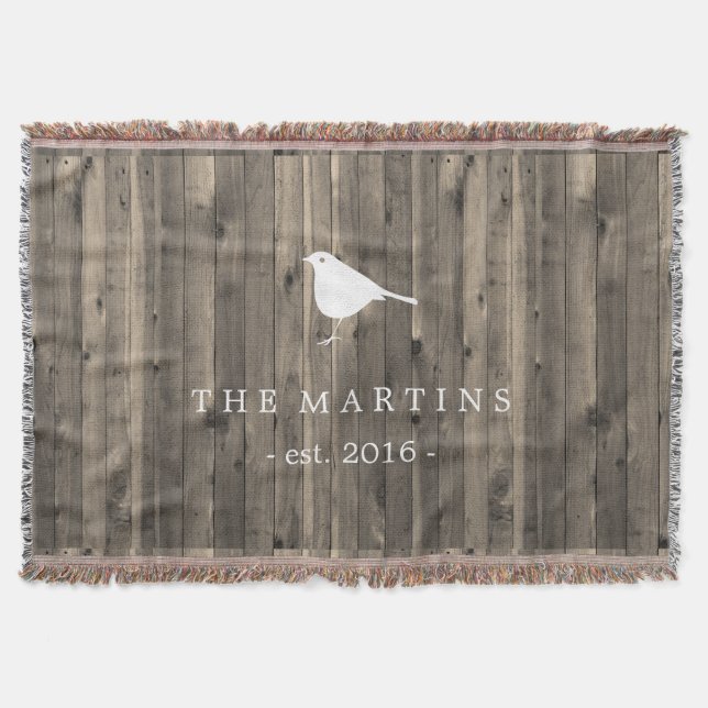 Lantligt brunt trä och söt vitfågel filt (Framsidan)