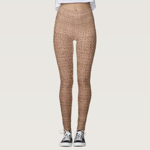 Lantligt Burlaptryckmönster Leggings