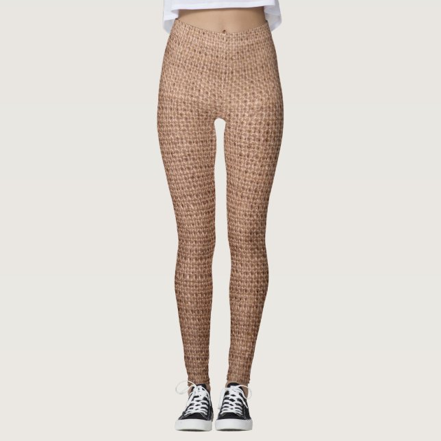 Lantligt Burlaptryckmönster Leggings (Framsida)