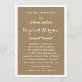 Lantligt dop/Christening för Kraft papper | Inbjudningar