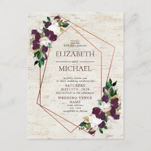 Lantligt förkoppra geometriskt Burgundy Meddelande Vykort