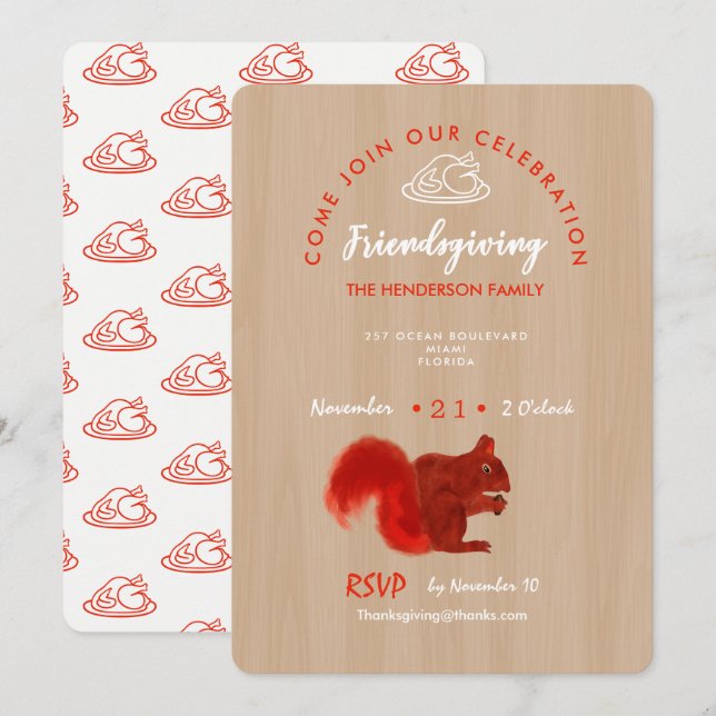 Lantligt Friendsgiving tacksamt firande Inbjudningar (Fram/baksida)