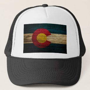 Lantligt gammalt trä för Colorado flagga Keps