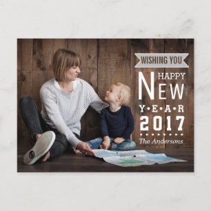 Lantligt gott nytt årfoto 2017 för helgdag   helg vykort