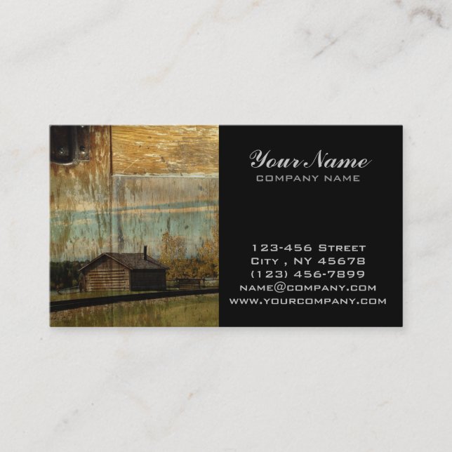 Lantligt järnväg primitivt westernt land loggar visitkort (Framsida)