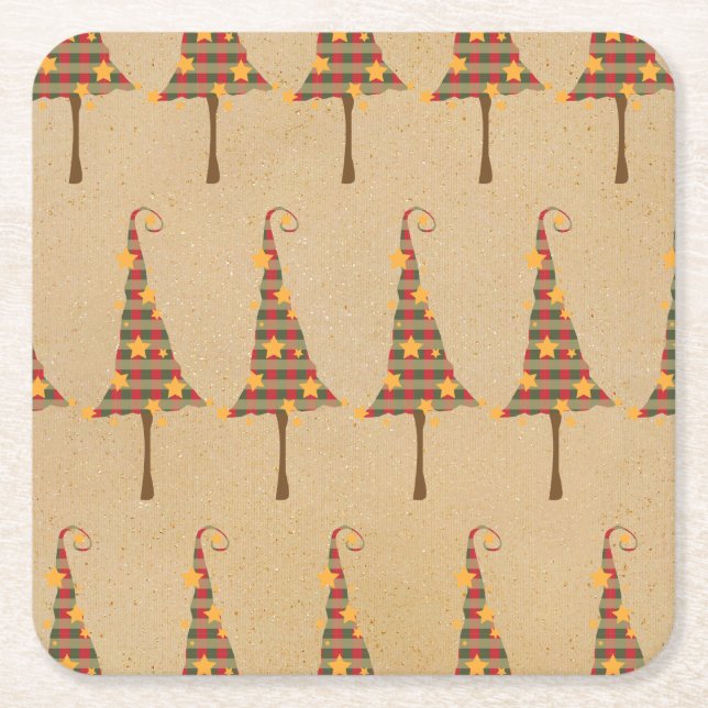 Lantligt julgranmönster underlägg papper kvadrat (Framsidan)