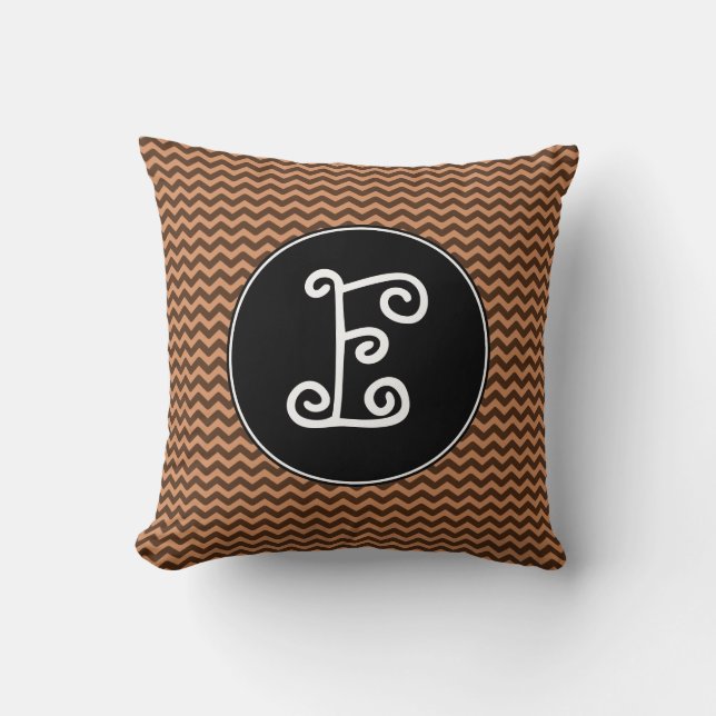 Lantligt ljust - bruntet & mörkbruntet vågigt kudde (Framsida)