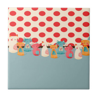 Lantligt mönster för gullig katt kakelplatta