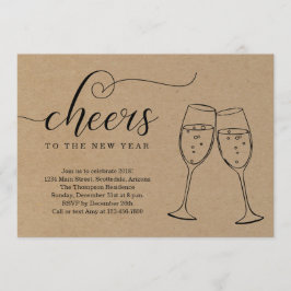 Lantligt nyårsaftonparty på Kraft bakgrund Inbjudningar