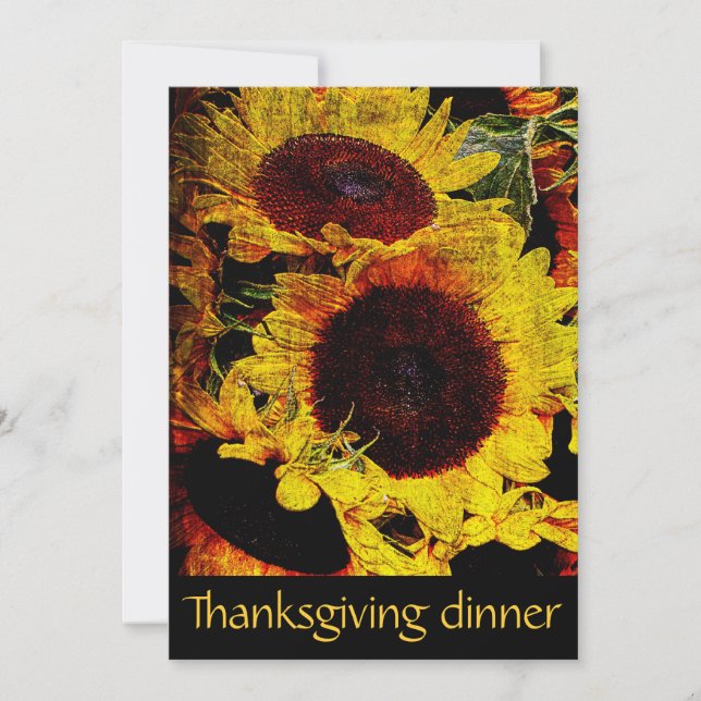 lantligt party för solrosthanksgivingmiddag inbjudningar (Framsida)