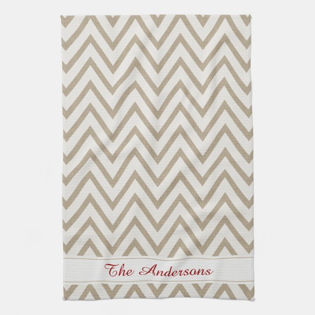 Lantligt röd och för vitFauxBurlap för sparre Kökshandduk (Vertikal)