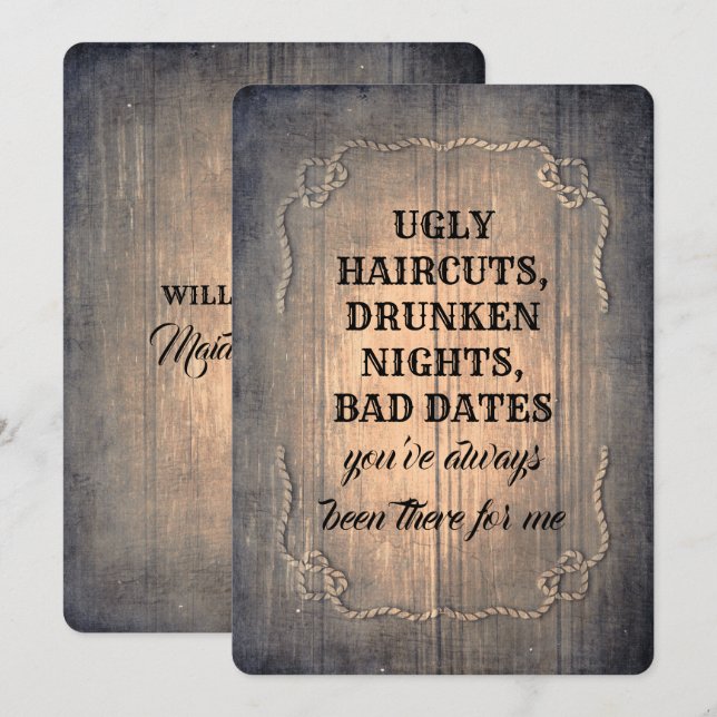 Lantligt roligt brudtärna-/maid of honorförslag inbjudningar (Fram/baksida)