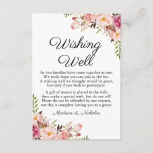 Lantligt rosa blom- bröllop som önskar väl kort