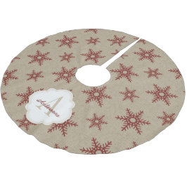 Lantligt rött mönster för FauxBurlapSnowflake Julgransmatta Borstad Polyester