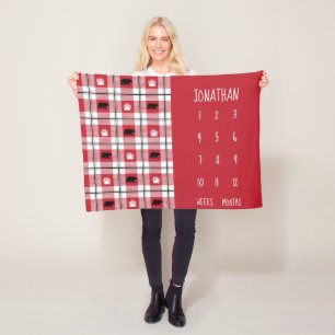 Lantligt rött mönster för svart- & vitbjörnfla fleecefilt