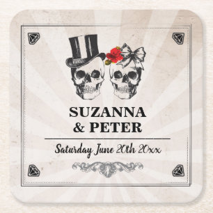 Lantligt rounderlägg för döskallar som gifta sig underlägg papper kvadrat