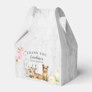 Lantligt skogsmarkbaby showertack presentaskar