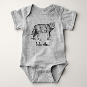 Lantligt skogsmarkvarg- & baby namn tee shirt