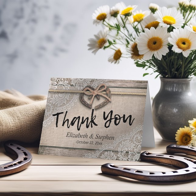 Lantligt tack för bröllop för hästskoBurlapsnöre (Skapare uppladdad)