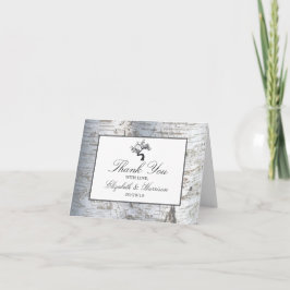 Lantligt tack för bröllop för silverbjörkträd kort