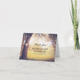 Lantligt tack för träd- och trähjärtabröllop kort