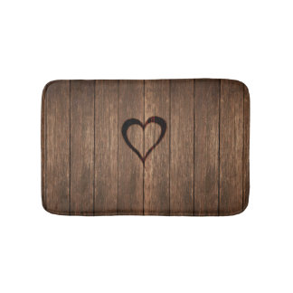 Lantligt trä bränt hjärtatryck badrumsmatta