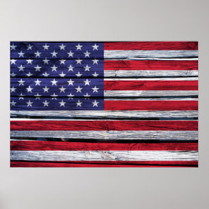 Lantligt trä för amerikanska flaggan poster