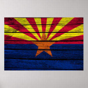 Lantligt trä för Arizona flagga Poster