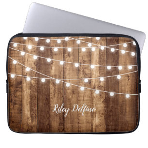 Lantligt trä & Monogrammed Neoprene för feljus Laptop Fodral