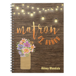 Lantligt trä stränger ljus "Matron-av-Heder", Anteckningsbok Med Spiral